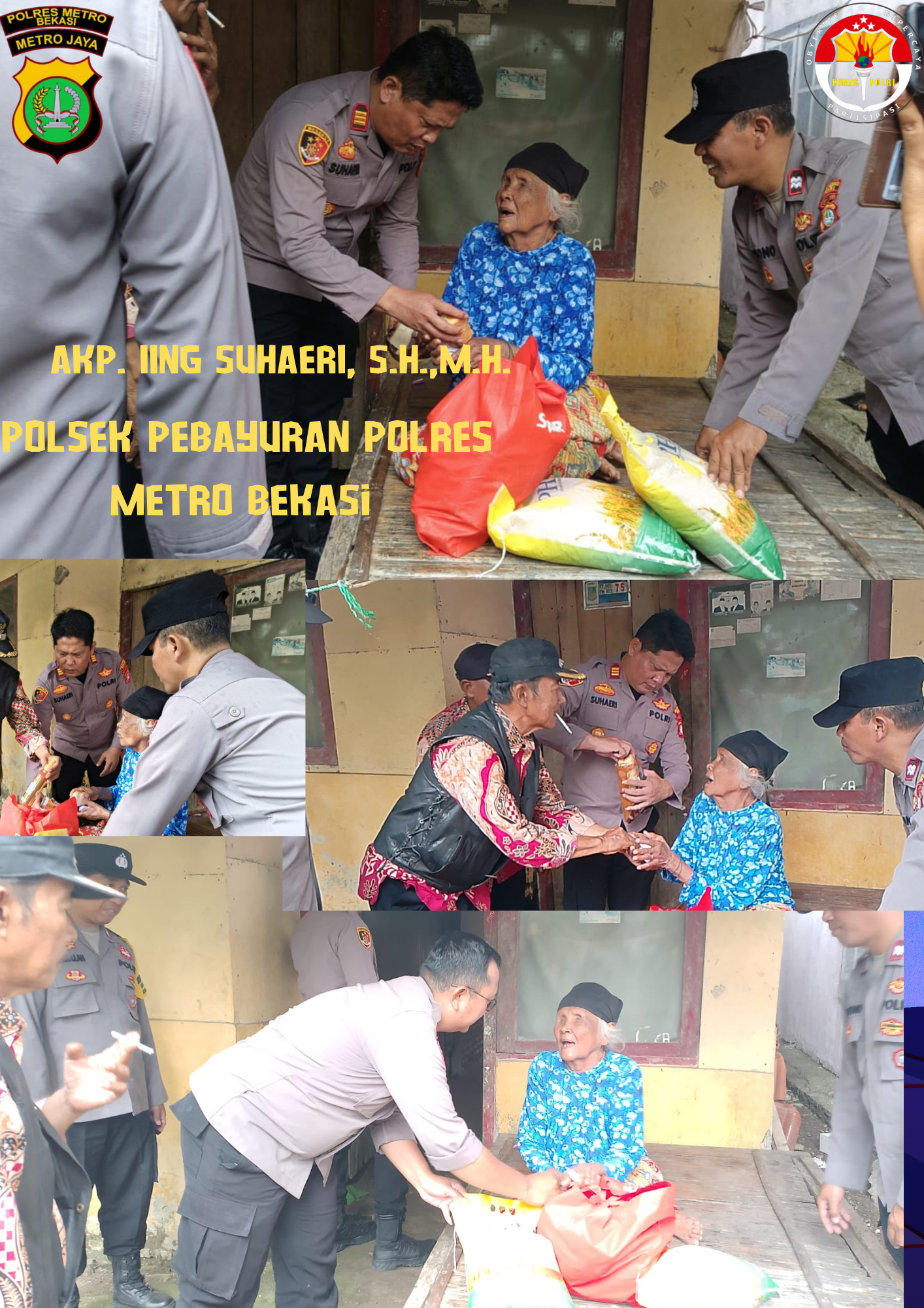Kapolsek Pebayuran AKP IING SUHAERI, S.H.,M.H., Tunjukkan Kepedulian, Berikan Santunan kepada Nenek Lansia Sakit di Desa Karangreja