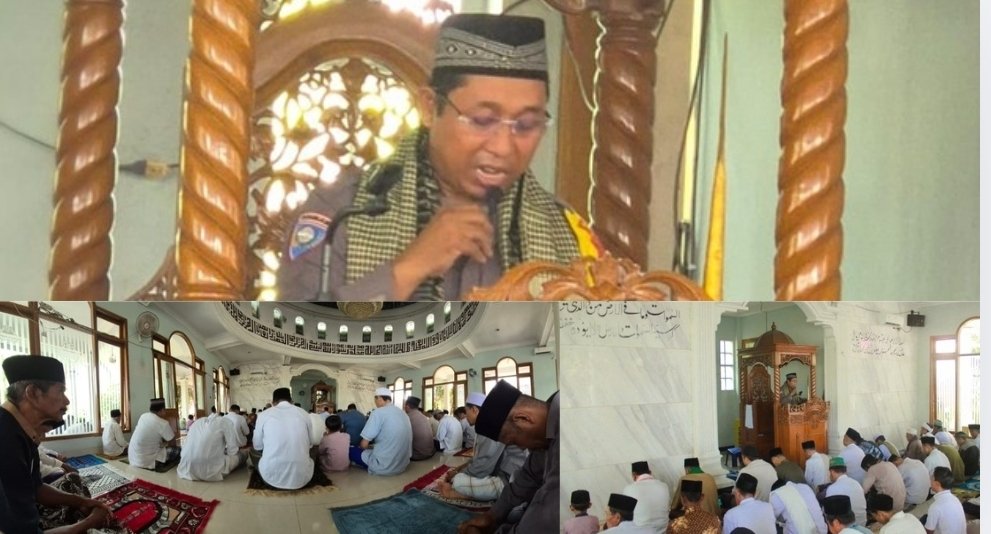 Kapolsek Pebayuran AKP IING SUHAERI, S.H.,M.H.,dan Anggota Laksanakan Salat Jumat Bersama Warga, Sampaikan Pesan Kamtibmas