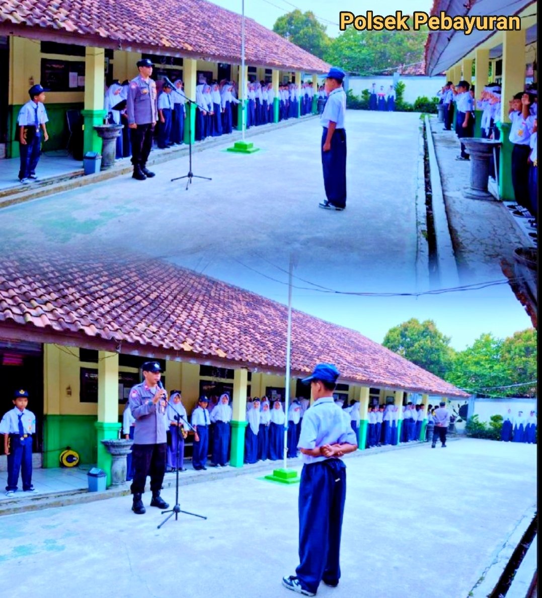 Polsek Pebayuran Melalui Kanit Bimas Aiptu Triyono dan anggota Gelar Program Polisi Go To School di SMPN 1 Atap Pebayuran