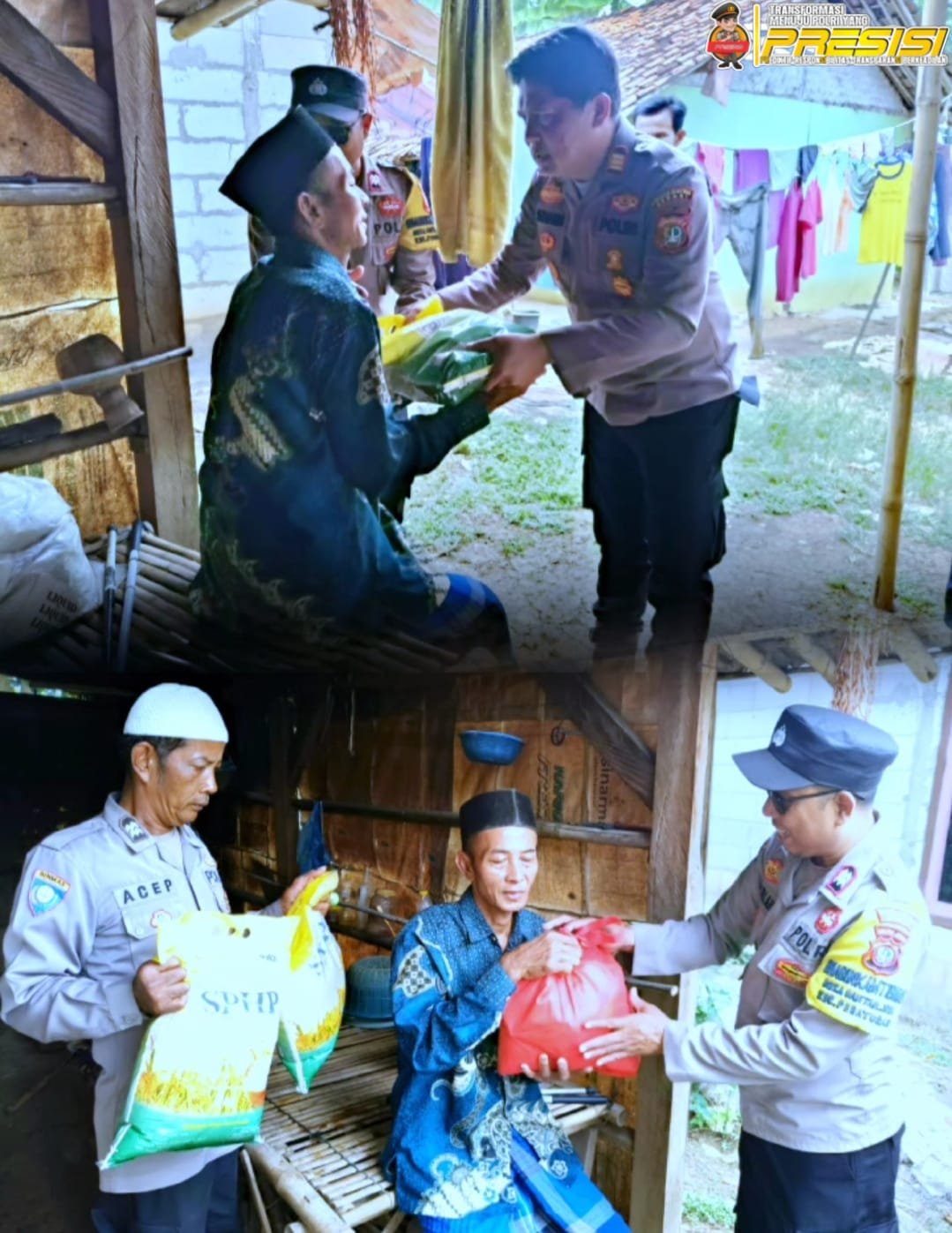 Polsek Pebayuran Gelar Jumat Berkah, Kapolsek dan Anggota Salurkan Bantuan ke Warga Kurang Mampu