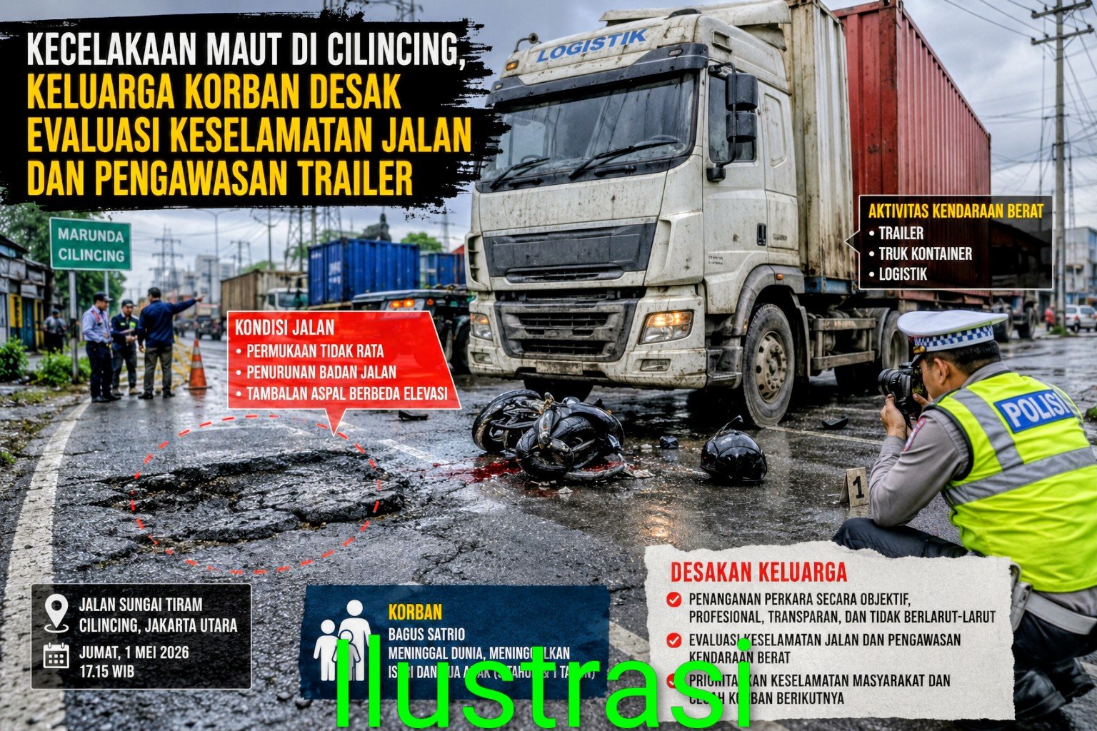 Korban Tewas Terlindas Trailer di Cilincing, Keluarga Soroti Keselamatan Jalan Marunda