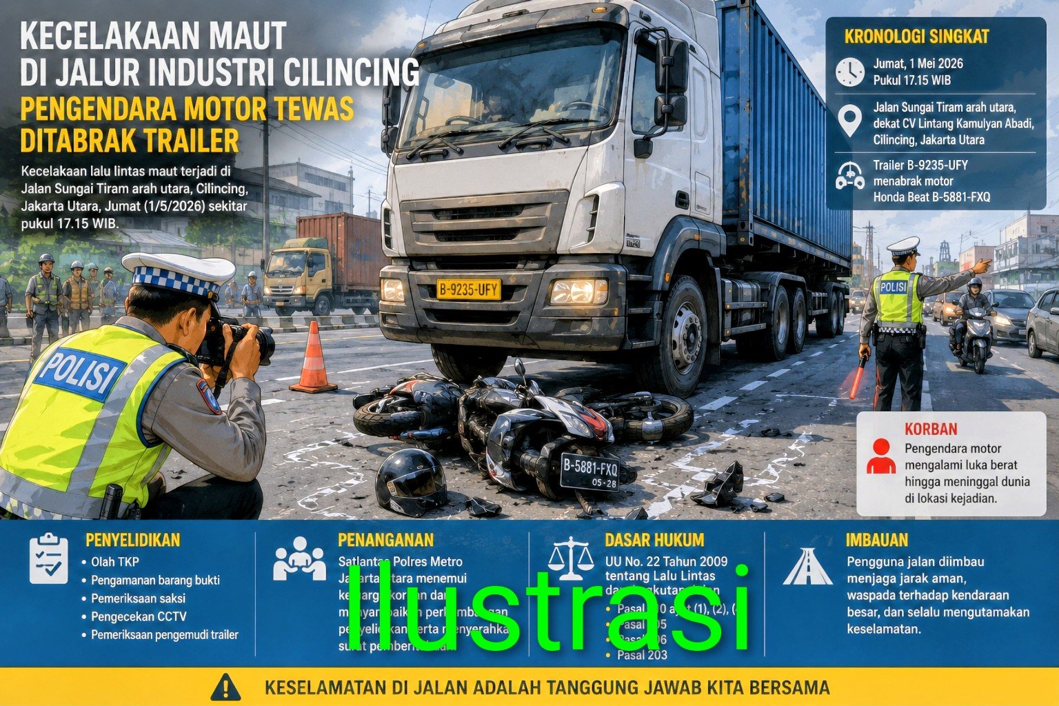Tangani Laka Fatal Cilincing, Satlantas Jakut Beri Edukasi dan Pendampingan Keluarga Korban