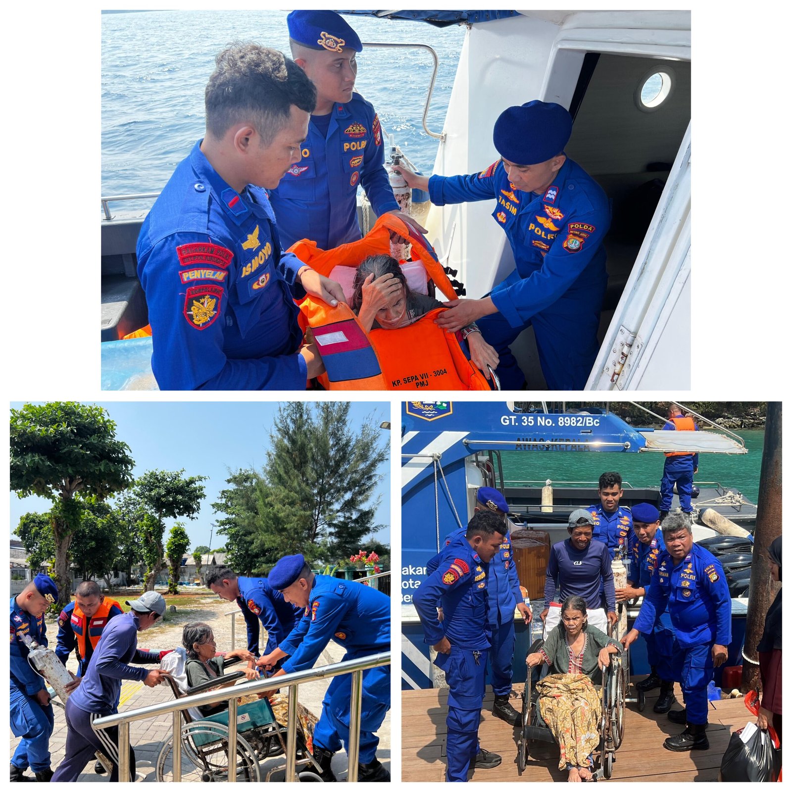 Kapal Patroli Jadi Penyelamat, Polairud PMJ Evakuasi Lansia Sakit ke Puskesmas