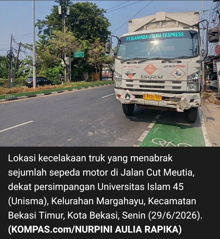 Truk Boks Tabrak Antrean Motor di Lampu Merah, Ojol Meninggal
