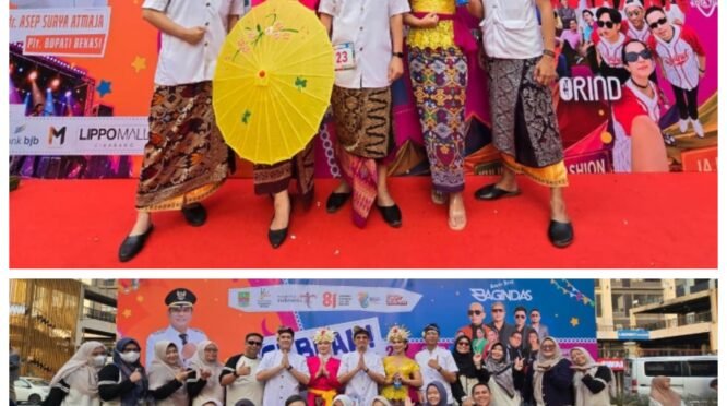 Sebanyak 34 OPD Kabupaten Bekasi tampil dalam Fashion Show Gebyar Kepariwisataan dan Ekonomi Kreatif 2026 untuk mempromosikan budaya, pariwisata, dan karya lokal.